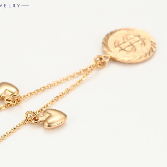 Gorgeous Hearts&Coin 18KGP Necklace - Picture 5 of 10